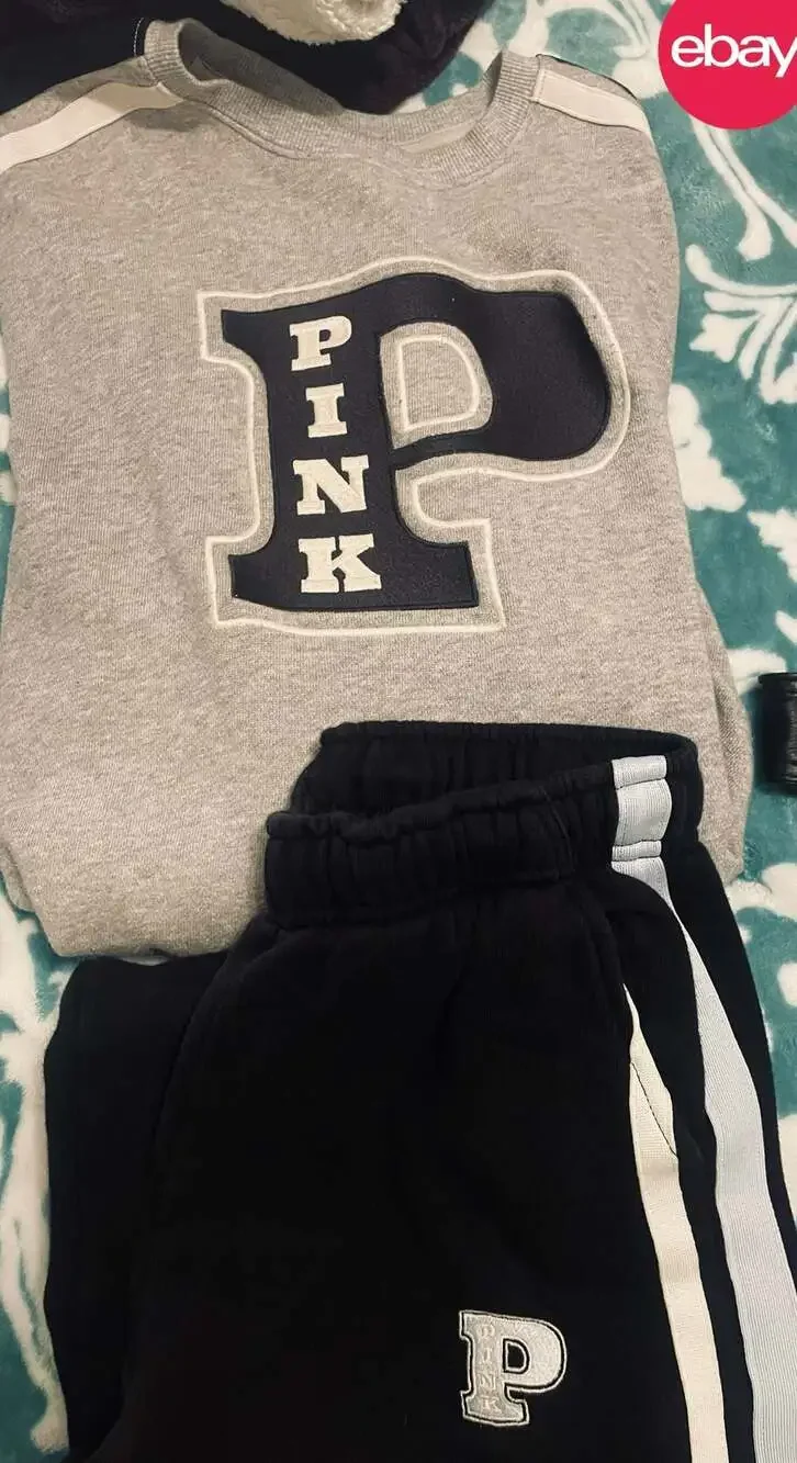 Victoria's Secret PINK Campus Crew Sweatshirt and Matching Jogger Set